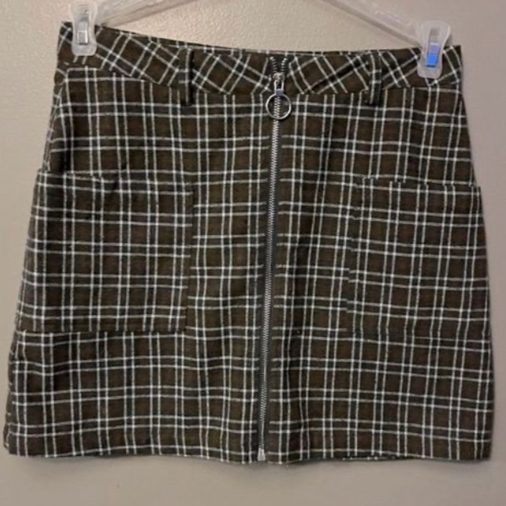 Lumiere Plaid Miniskirt - Brown/Gray/White Preppy Dark Academia Y2K Sz:L